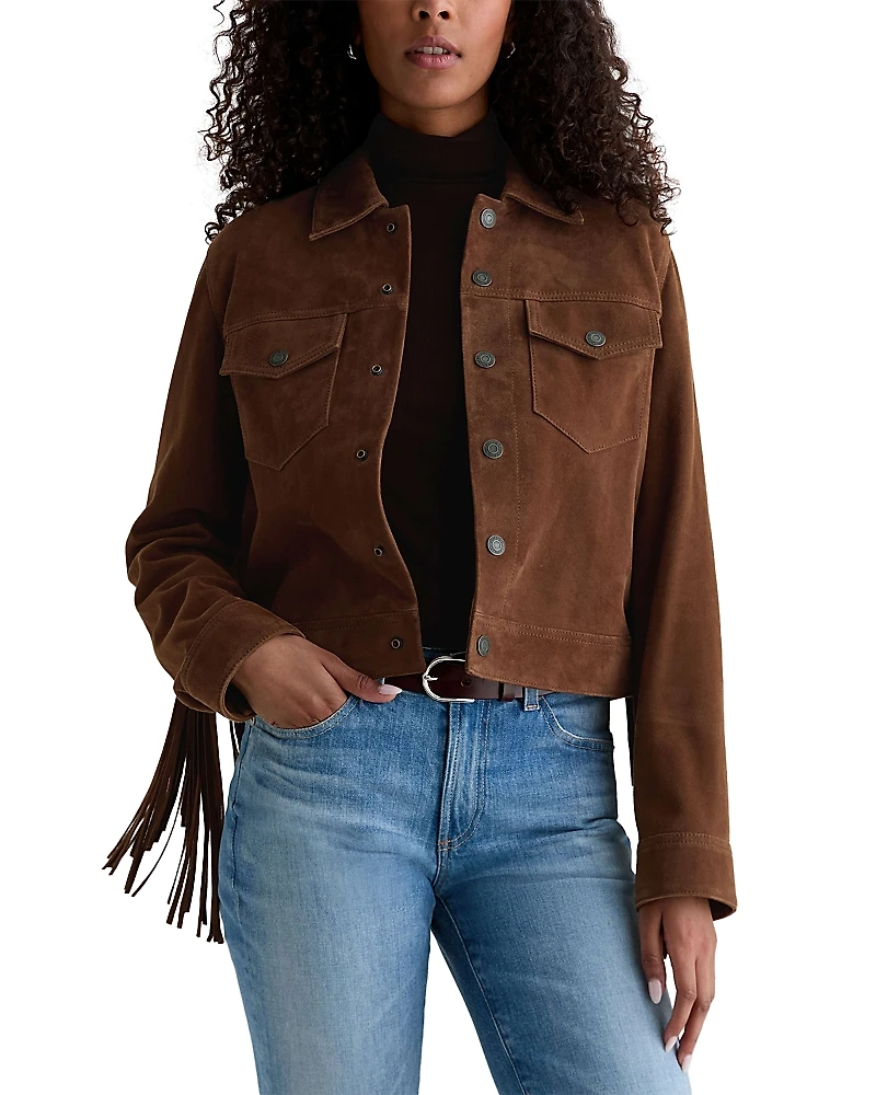Ag Fringed Suede Trucker Jacket