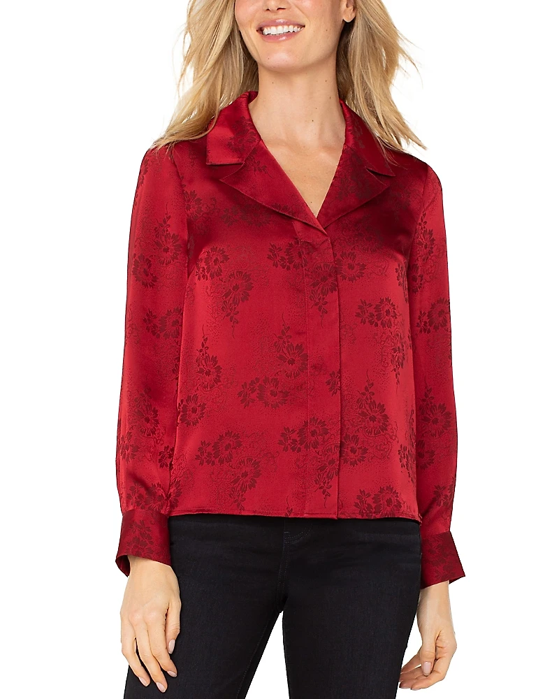 Liverpool Los Angeles Floral Print Satin Blouse
