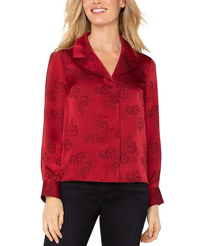 Liverpool Los Angeles Floral Print Satin Blouse