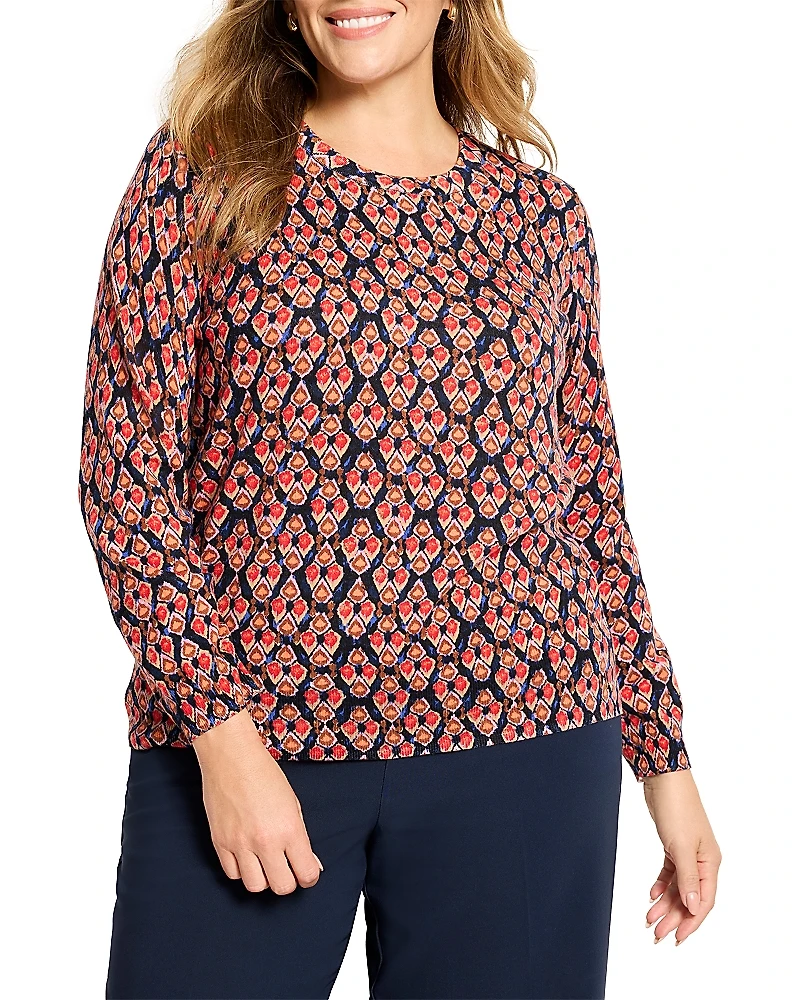 Nic+Zoe Plus Harvest Ikat Cotton Sweater