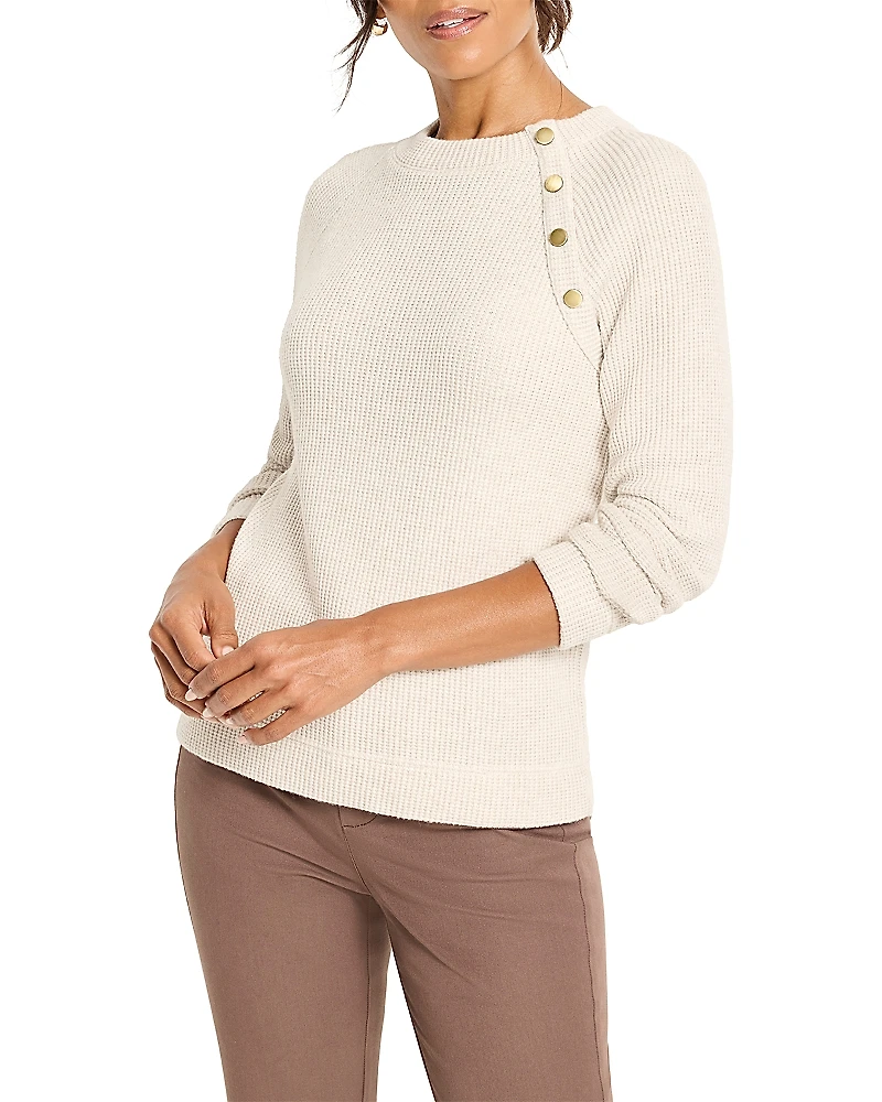 Nic+Zoe Soft Thermal Button Trim Top