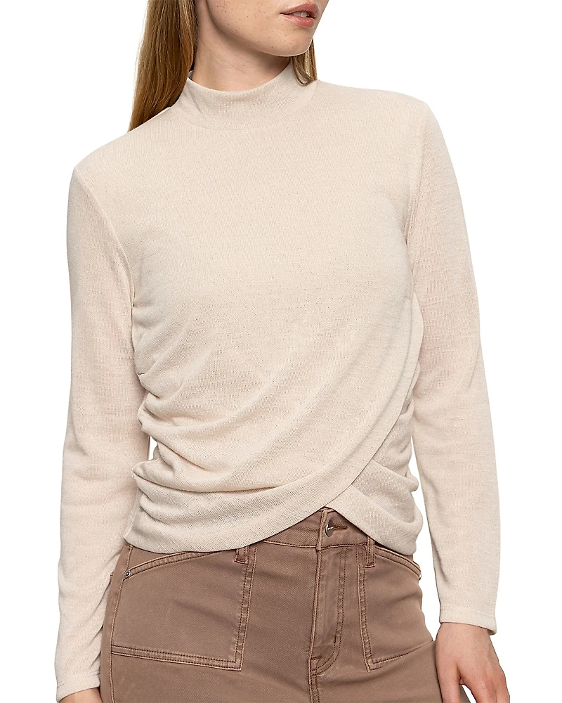 Sanctuary Long Sleeve Draped Mock Neck Top