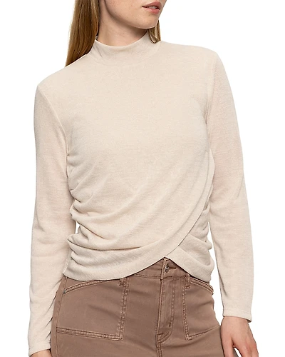 Sanctuary Long Sleeve Draped Mock Neck Top