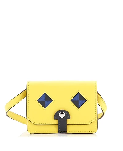 Pre-Owned HERMES Chien Card Holder with Strap Swift and Chevre Mysore