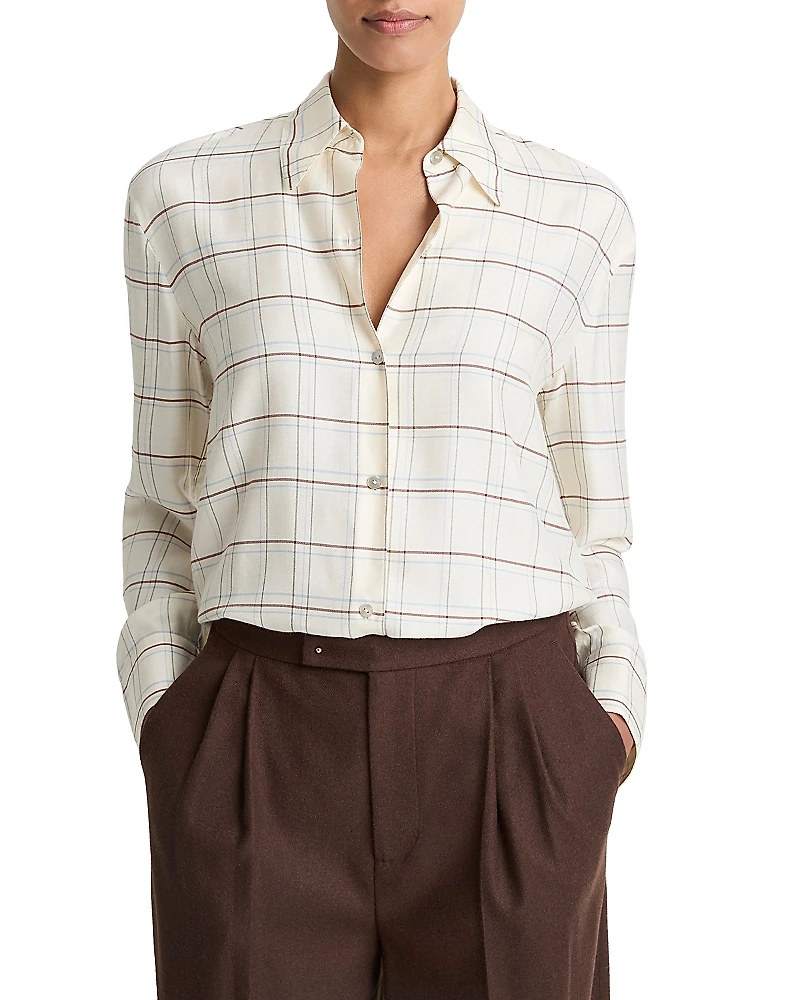 Vince Checked Plaid Button Front Shirt
