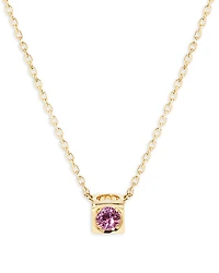 Dinh Van 18K Yellow Gold Le Cube Diamont Pink Sapphire Solitaire Cube Pendant Necklace, 15.75-17.72