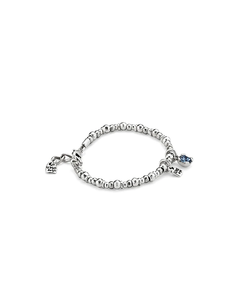 UNOde50 Sterling Silver Plated With Pearl and Blue Crystal Bracelet