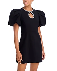 Essentiel Antwerp Puff Sleeve Rhinestone Detail Mini Dress