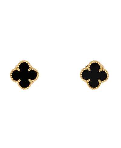 Pre-Owned Van Cleef & Arpels Sweet Alhambra Stud Earrings 18K Gold and Onyx