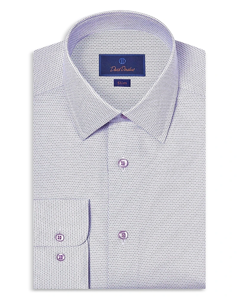 David Donahue Slim Fit Micro Print Dress Shirt