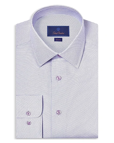 David Donahue Slim Fit Micro Print Dress Shirt