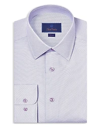 David Donahue Slim Fit Micro Print Dress Shirt