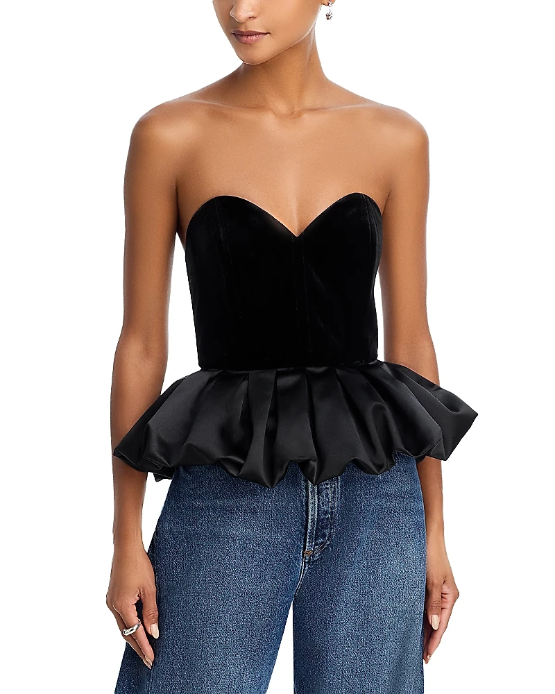 Aqua Strapless Velvet Top - Exclusive