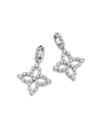 Roberto Coin 18K White Gold Diamond Princess Outline Diamond Flower Drop Earrings