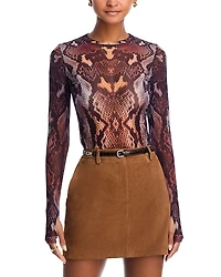 Afrm Kaylee Snakeskin Print Mesh Top