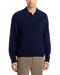 Frame Wool & Cashmere Cable Knit Polo Sweater