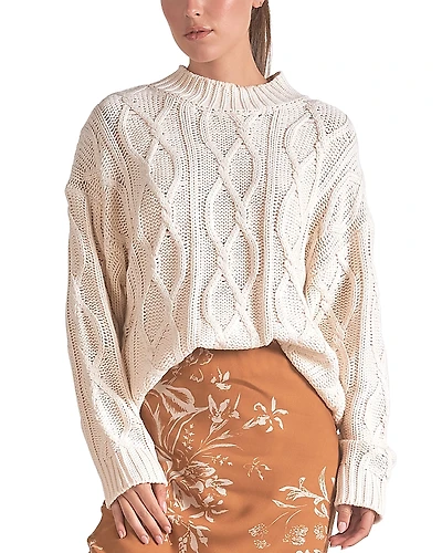 Elan Cable Knit Crewneck Sweater