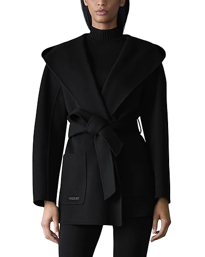 Mackage Wool Wrap Coat with Sash Belt