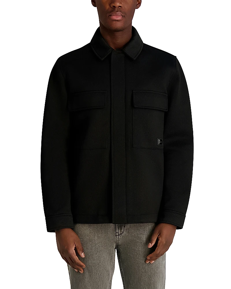 Karl Lagerfeld Paris Twill Collared Shirt Jacket