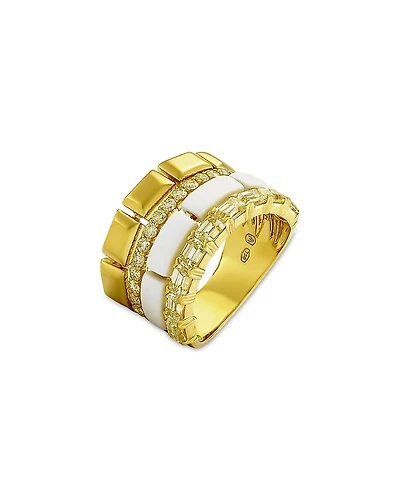 Etho Maria 18K Yellow Gold & Ceramic Mosaic Diamond Multirow Concave Ring