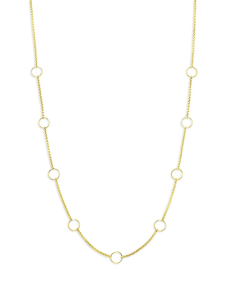 Zoe Chicco 14K Yellow Gold Simple Gold Open Circle Box Chain Necklace, 14-16