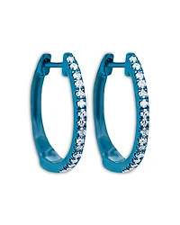 Meira T Blue Rhodium Plated Silver Diamond Small Hoop Earrings