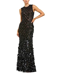 Mac Duggal Sleeveless Beaded Sequin Mesh Mermaid Gown