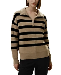 Lilysilk Collared Quarter-Zip Wool Sweater