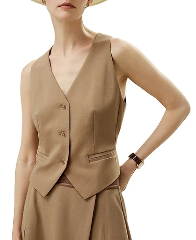 Lilysilk Silk-Wool Vest with Jacquard Silk Back