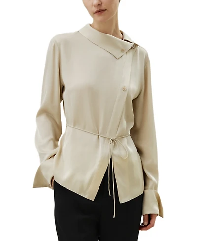 Lilysilk Asymmetrical Shirt with Waist Tie