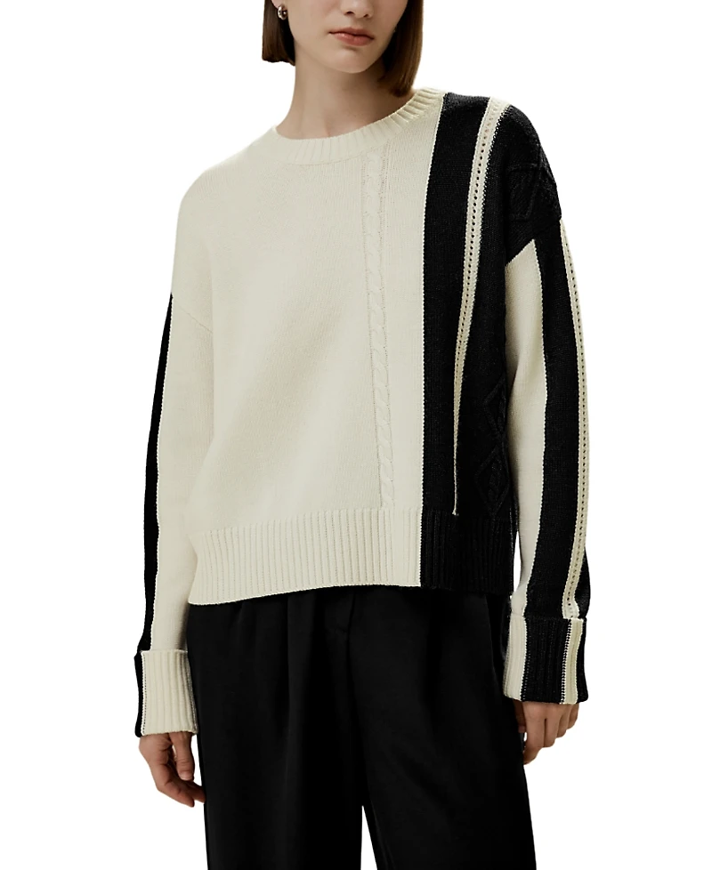 Lilysilk Bicolor Stripe Knit Wool Sweater