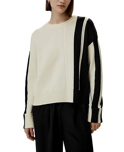 Lilysilk Bicolor Stripe Knit Wool Sweater