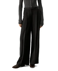 Lilysilk Silk-Wool Pleated Wide-Leg Trousers