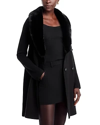 T Tahari Faux Fur Collar Milano Stitch Jacket