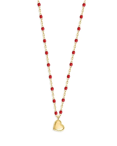 Gigi Clozeau 18K Yellow Gold Mini Gigi Lucky Heart Resin Bead Pendant Necklace