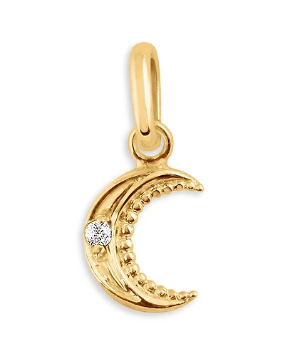 Gigi Clozeau 18K Yellow Gold Pirate Diamond Accent Petite Moon Pendant, 0.01 tcw