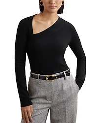 Reiss Zoie Asymmetric Long Sleeve Top