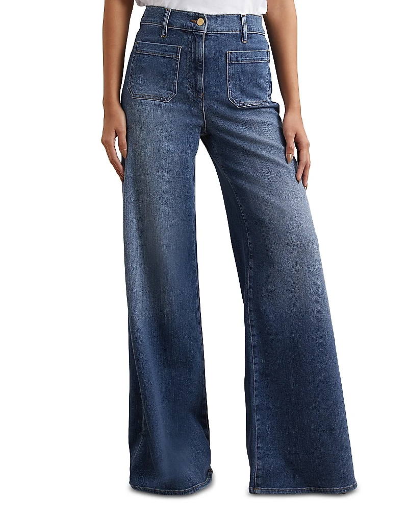 Reiss Bella High Rise Wide Leg Jeans