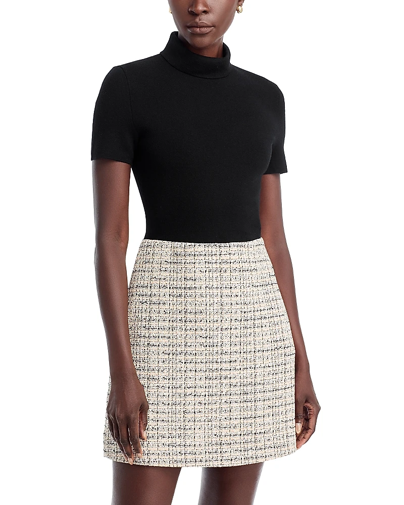 Theory Short Sleeve Roll Neck Mini Dress