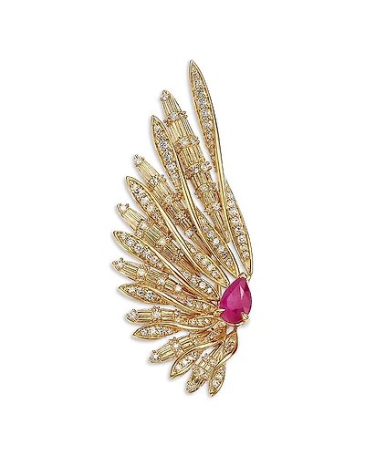 Bloomingdale's Fine Collection Ruby & Diamond Angel Wing Pin