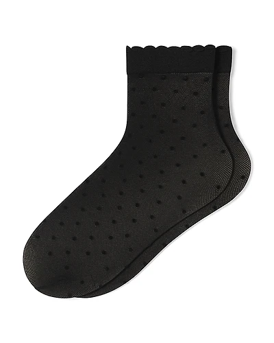 Hue Flocked Dot Mesh Anklet Socks