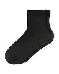 Hue Flocked Dot Mesh Anklet Socks