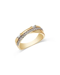 Bloomingdale's Fine Collection Diamond Round & Baguette Three Row Crossover Ring