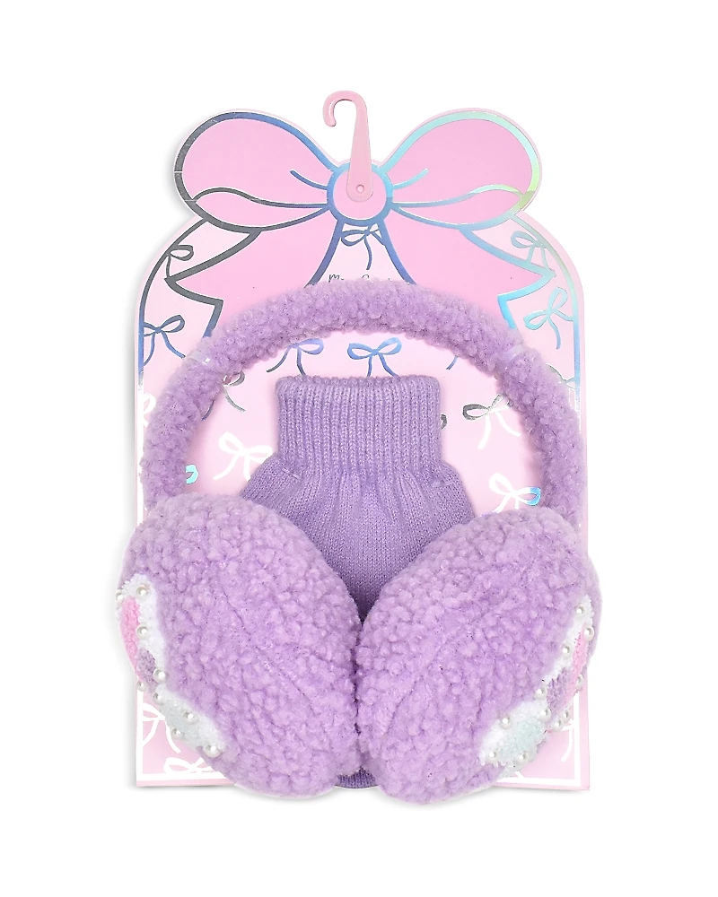 Omg Accessories Girls' Butterfly Earmuffs & Gloves Set - Big Kid