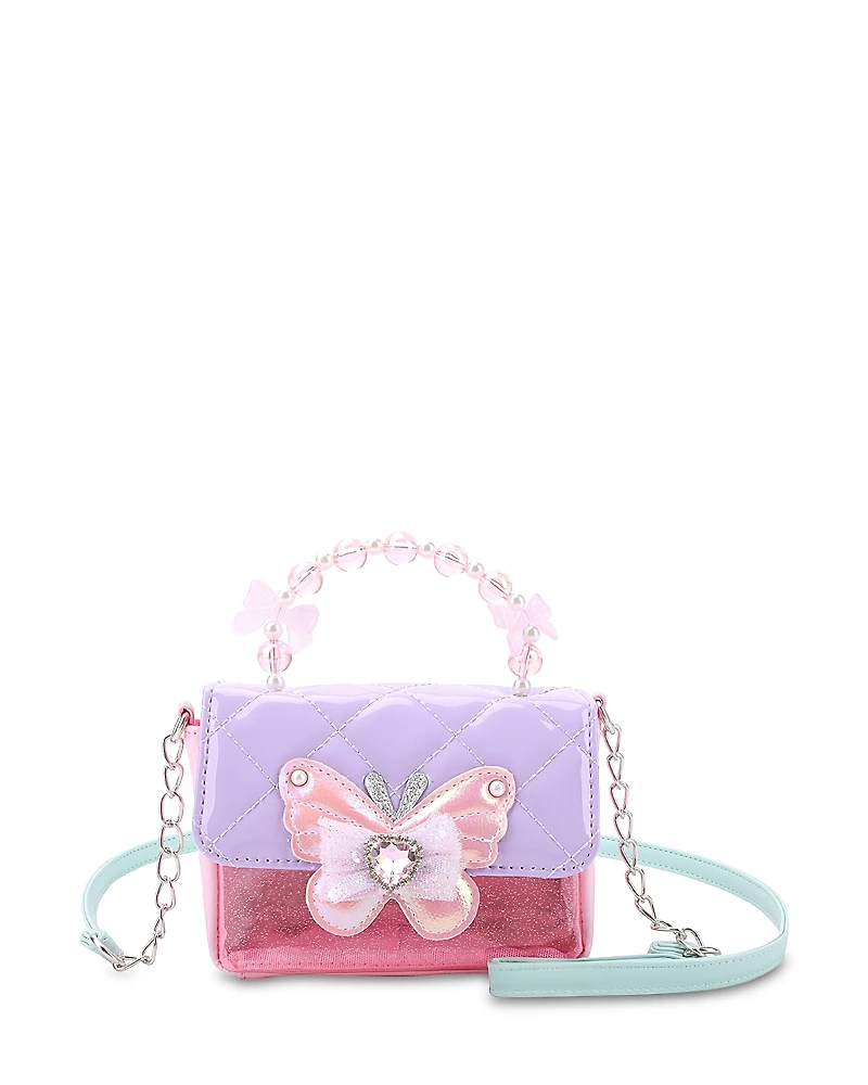 Omg Accessories Girls' Butterfly Bead Top Handle Crossbody Bag