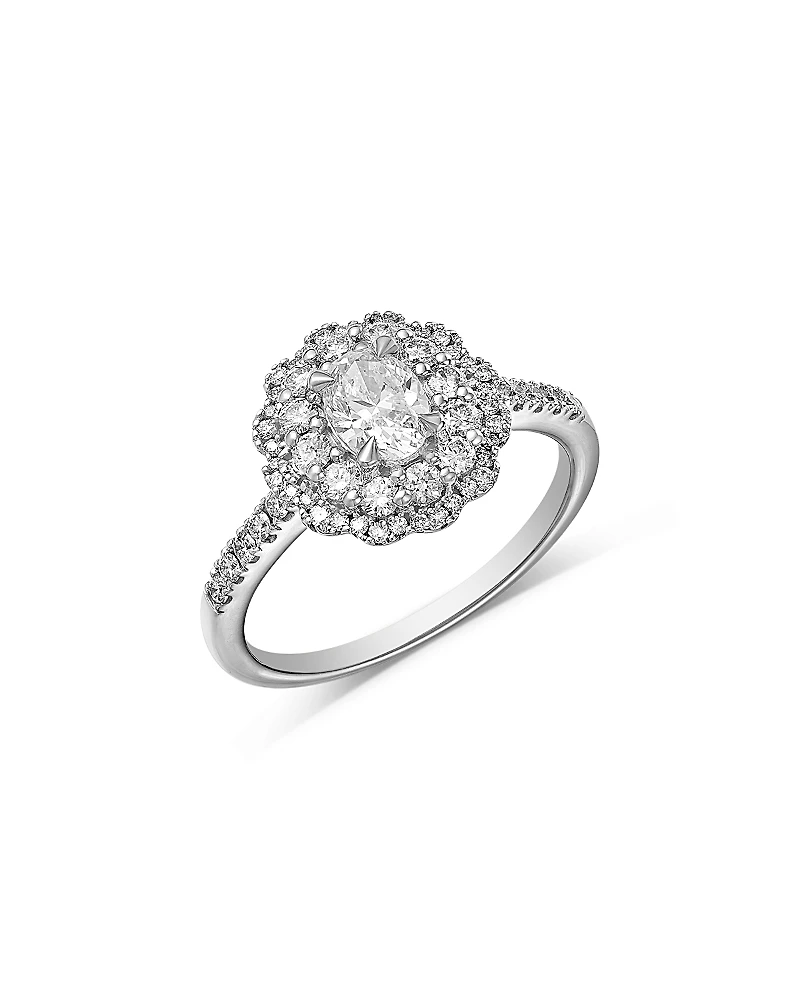 Bloomingdale's Fine Collection Diamond Oval & Round Cut Flower Engagement Ring