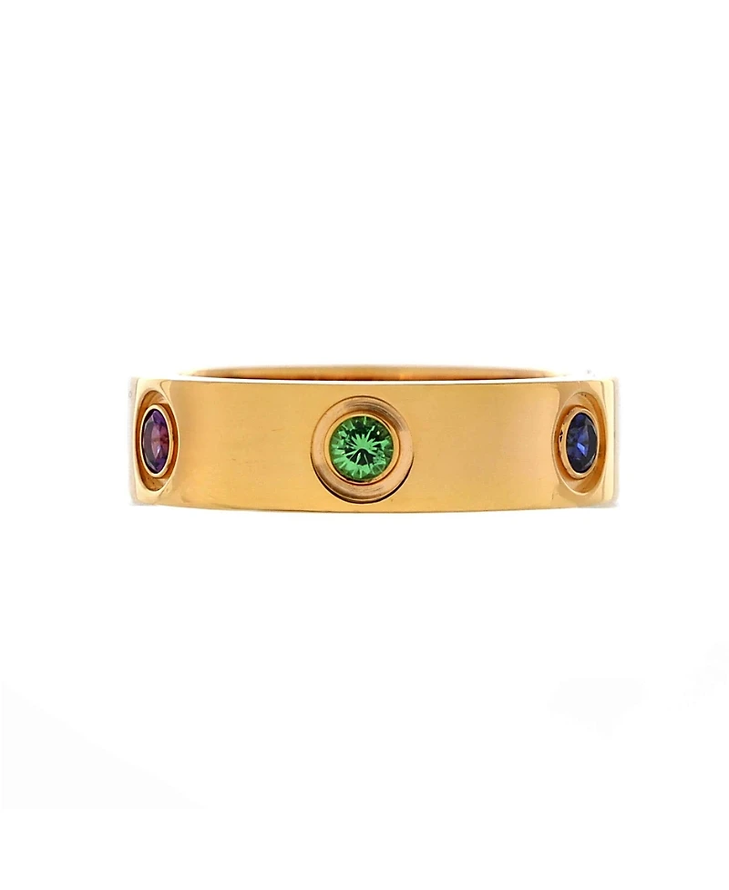 Pre-Owned Cartier Love 6 Stone Band Ring 18K Gold with Sapphires, Amethyst, and Garnets