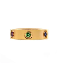 Pre-Owned Cartier Love 6 Stone Band Ring 18K Gold with Sapphires, Amethyst, and Garnets
