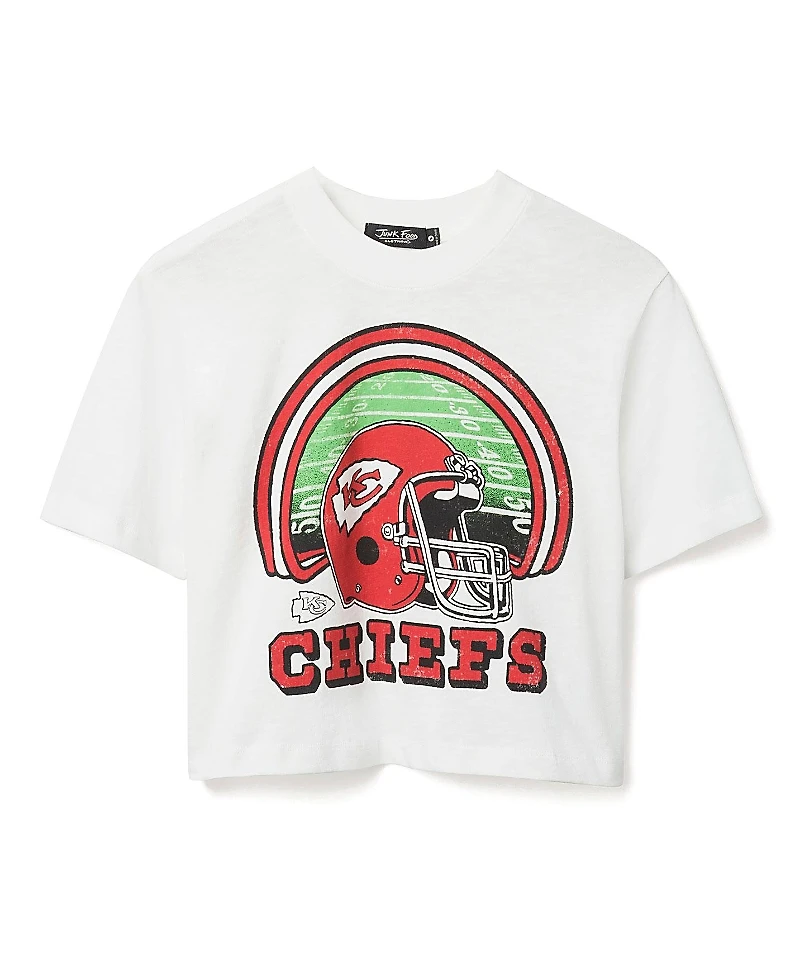 Junk Food Clothing Women's Nfl Kansas City Chiefs Game Time Mock Neck Crop Tee