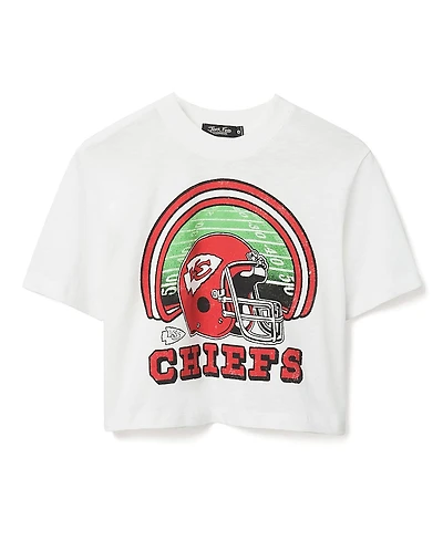 Junk Food Clothing Women's Nfl Kansas City Chiefs Game Time Mock Neck Crop Tee